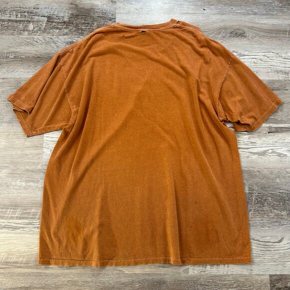 Distressed Graphic Tee NO JOB Shirt Rust Brown Oversized Grunge Unisex 90s Vibe - Picture 6 of 6